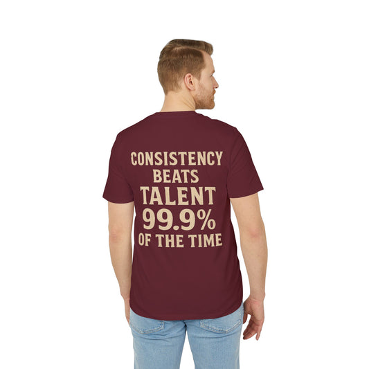 Unisex Motivational T-Shirt – Consistency Beats Talent, Inspirational Tee for Creators, Gift for Artists, Casual Wear & Self-Improvement